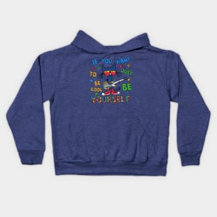 If You Want To Be Cool Just Be Yourself Cat Autism Awareness Kids Hoodie